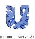 Blue organic layered holes font Letter U 3D 138937183