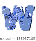 Blue organic layered holes font Letter W 3D 138937185