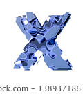 Blue organic layered holes font Letter X 3D 138937186