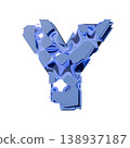 Blue organic layered holes font Letter Y 3D 138937187