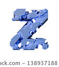 Blue organic layered holes font Letter Z 3D 138937188
