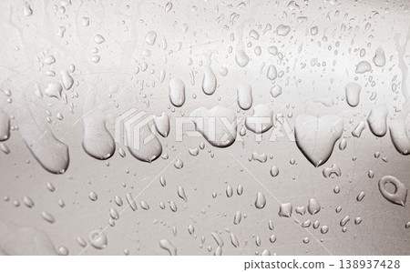 Water drops high key on stainless steel. Background texture. Water drops high key on stainless steel. Background texture. 138937428