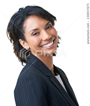 Businesswoman, portrait or smile in studio as confident manager, closeup or formal work fashion. Black person, face or happy professional employee or mockup space, white background or corporate style Businesswoman, portrait or smile in studio as confident manager, closeup or formal work fashion. Black person, face or happy professional employee or mockup space, white background or corporate style 138937873
