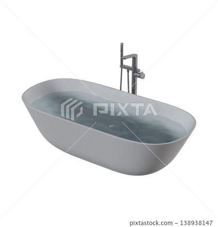 bathtub isolated on a transparent background, 3D illustration, and a CG render 138938147