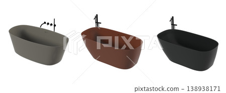 bathtub isolated on a transparent background, 3D illustration, and a CG render 138938171