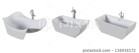 bathtub isolated on a transparent background, 3D illustration, and a CG render bathtub isolated on a transparent background, 3D illustration, and a CG render 138938172