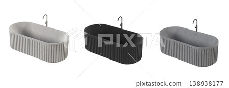 bathtub isolated on a transparent background, 3D illustration, and a CG render 138938177