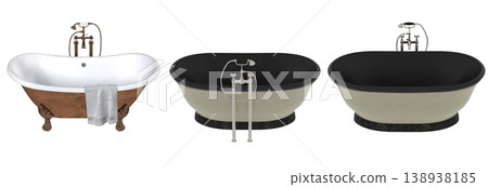 bathtub isolated on a transparent background, 3D illustration, and a CG render 138938185