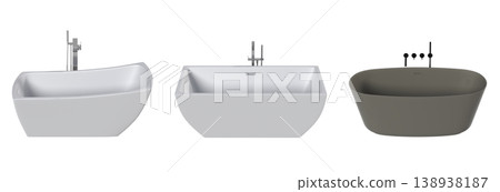 bathtub isolated on a transparent background, 3D illustration, and a CG render 138938187
