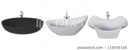 bathtub isolated on a transparent background, 3D illustration, and a CG render bathtub isolated on a transparent background, 3D illustration, and a CG render 138938188