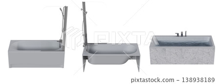 bathtub isolated on a transparent background, 3D illustration, and a CG render 138938189