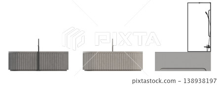 bathtub isolated on a transparent background, 3D illustration, and a CG render 138938197