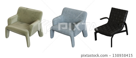 armchair isolate on a transparent background, comfortable furniture for home interior, 3D illustration, cg render armchair isolate on a transparent background, comfortable furniture for home interior, 3D illustration, cg render 138938415