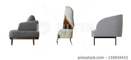 armchair isolate on a transparent background, comfortable furniture for home interior, 3D illustration, cg render 138938433