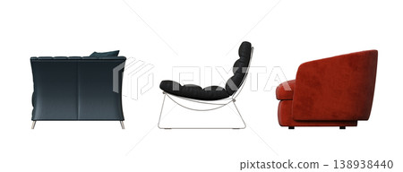 armchair isolate on a transparent background, comfortable furniture for home interior, 3D illustration, cg render armchair isolate on a transparent background, comfortable furniture for home interior, 3D illustration, cg render 138938440