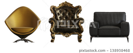 armchair isolate on a transparent background, comfortable furniture for home interior, 3D illustration, cg render armchair isolate on a transparent background, comfortable furniture for home interior, 3D illustration, cg render 138938468