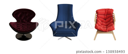 armchair isolate on a transparent background, comfortable furniture for home interior, 3D illustration, cg render armchair isolate on a transparent background, comfortable furniture for home interior, 3D illustration, cg render 138938493