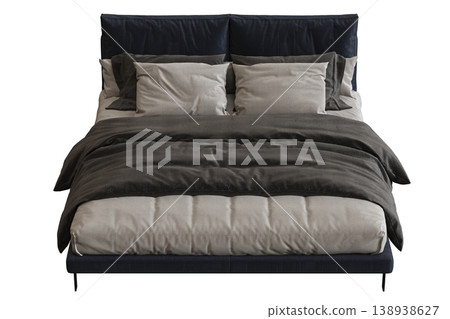 bed isolate on a transparent background, interior furniture, 3D illustration, cg render 138938627