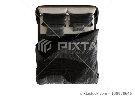 bed isolate on a transparent background, interior furniture, 3D illustration, cg render 138938646