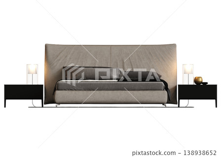 bed isolate on a transparent background, interior furniture, 3D illustration, cg render bed isolate on a transparent background, interior furniture, 3D illustration, cg render 138938652
