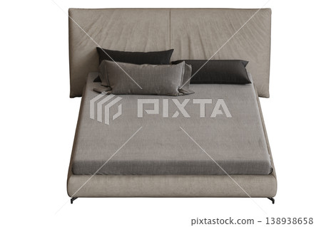 bed isolate on a transparent background, interior furniture, 3D illustration, cg render 138938658