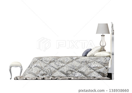 bed isolate on a transparent background, interior furniture, 3D illustration, cg render bed isolate on a transparent background, interior furniture, 3D illustration, cg render 138938660