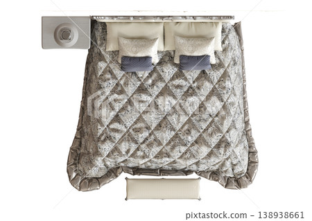 bed isolate on a transparent background, interior furniture, 3D illustration, cg render bed isolate on a transparent background, interior furniture, 3D illustration, cg render 138938661