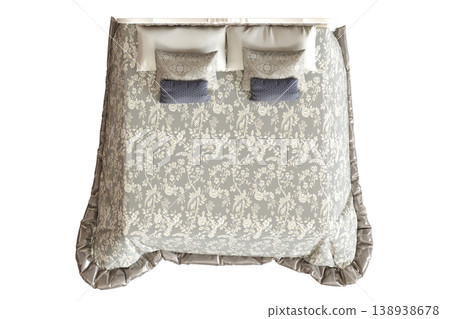 bed isolate on a transparent background, interior furniture, 3D illustration, cg render 138938678
