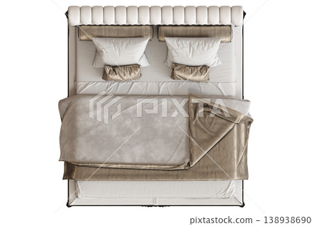 bed isolate on a transparent background, interior furniture, 3D illustration, cg render 138938690