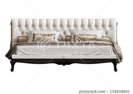 bed isolate on a transparent background, interior furniture, 3D illustration, cg render bed isolate on a transparent background, interior furniture, 3D illustration, cg render 138938691