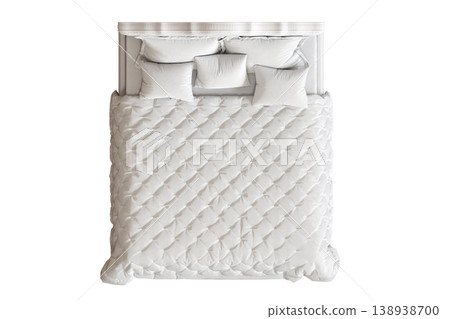 bed isolate on a transparent background, interior furniture, 3D illustration, cg render bed isolate on a transparent background, interior furniture, 3D illustration, cg render 138938700