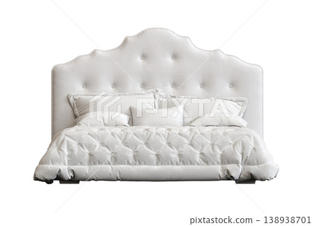 bed isolate on a transparent background, interior furniture, 3D illustration, cg render bed isolate on a transparent background, interior furniture, 3D illustration, cg render 138938701