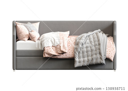 bed isolate on a transparent background, interior furniture, 3D illustration, cg render bed isolate on a transparent background, interior furniture, 3D illustration, cg render 138938711