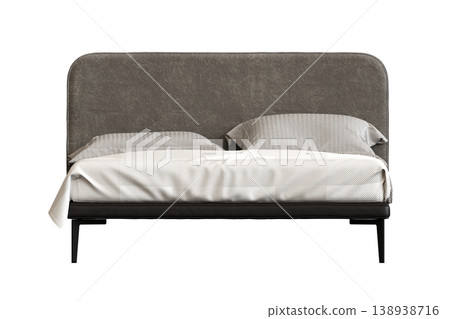 bed isolate on a transparent background, interior furniture, 3D illustration, cg render bed isolate on a transparent background, interior furniture, 3D illustration, cg render 138938716