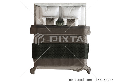 bed isolate on a transparent background, interior furniture, 3D illustration, cg render bed isolate on a transparent background, interior furniture, 3D illustration, cg render 138938727