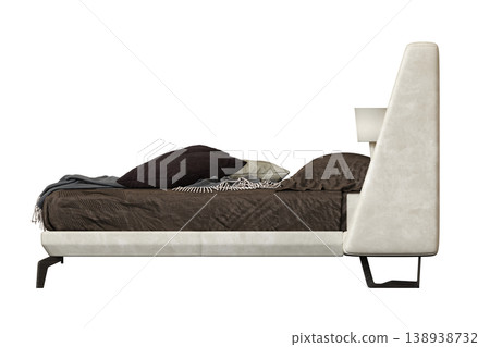 bed isolate on a transparent background, interior furniture, 3D illustration, cg render 138938732