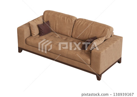 comfortable soft sofa isolated on transparent background, interior furniture, 3D illustration, cg render 138939167