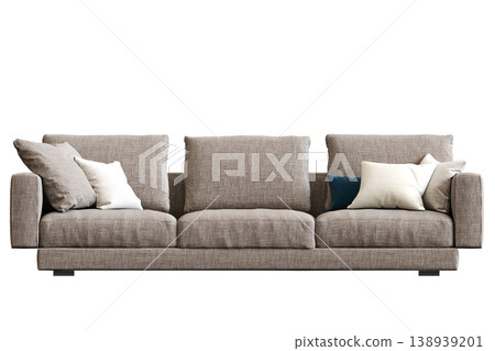 comfortable soft sofa isolated on transparent background, interior furniture, 3D illustration, cg render 138939201