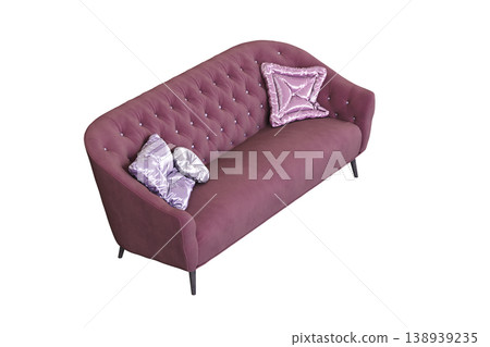 comfortable soft sofa isolated on transparent background, interior furniture, 3D illustration, cg render 138939235
