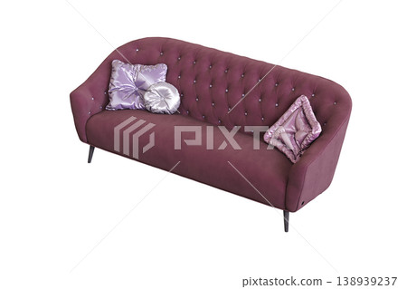comfortable soft sofa isolated on transparent background, interior furniture, 3D illustration, cg render 138939237