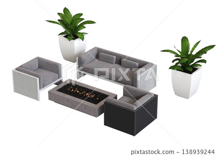 comfortable soft sofa isolated on transparent background, interior furniture, 3D illustration, cg render 138939244
