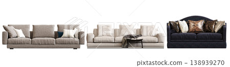comfortable soft sofa isolated on transparent background, interior furniture, 3D illustration, cg render comfortable soft sofa isolated on transparent background, interior furniture, 3D illustration, cg render 138939270