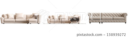 comfortable soft sofa isolated on transparent background, interior furniture, 3D illustration, cg render comfortable soft sofa isolated on transparent background, interior furniture, 3D illustration, cg render 138939272