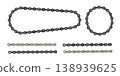 Bicycle chain design vector illustration Cartoon silhouette for bike chain on bicycle. Cycling line pattern. Motorcycle chain symbol. Chain machine sign. 138939625