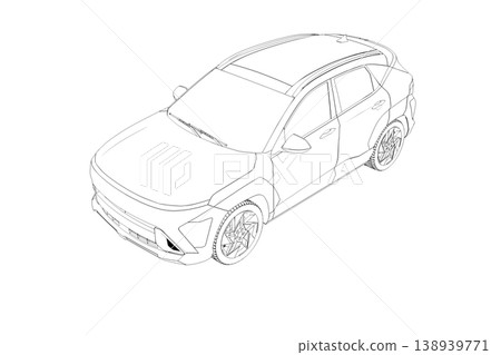 car outline drawing, sketch, contour image car outline drawing, sketch, contour image 138939771