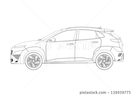 car outline drawing, sketch, contour image car outline drawing, sketch, contour image 138939775