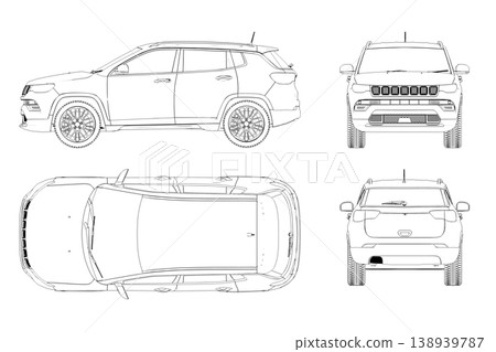 car outline drawing, sketch, contour image car outline drawing, sketch, contour image 138939787
