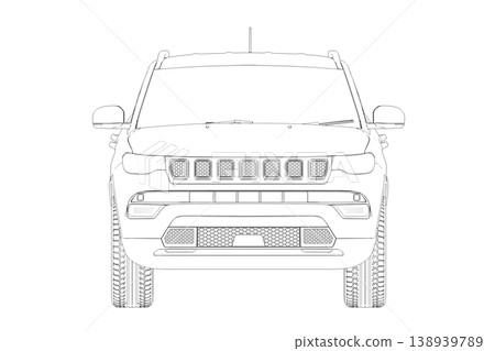 car outline drawing, sketch, contour image 138939789