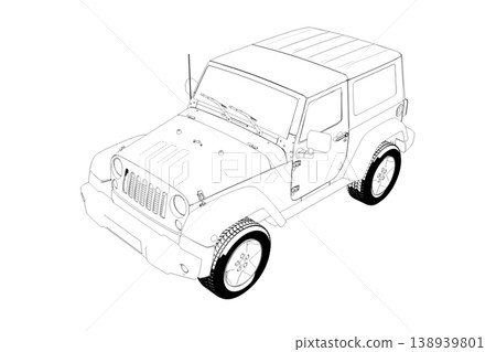 car outline drawing, sketch, contour image car outline drawing, sketch, contour image 138939801