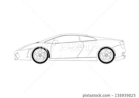 car outline drawing, sketch, contour image 138939825